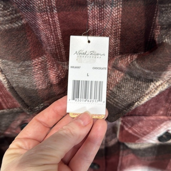 North River Outfitters Plaid Flannel Shirt Jacket Brown Overshirt L - Picture 5 of 6